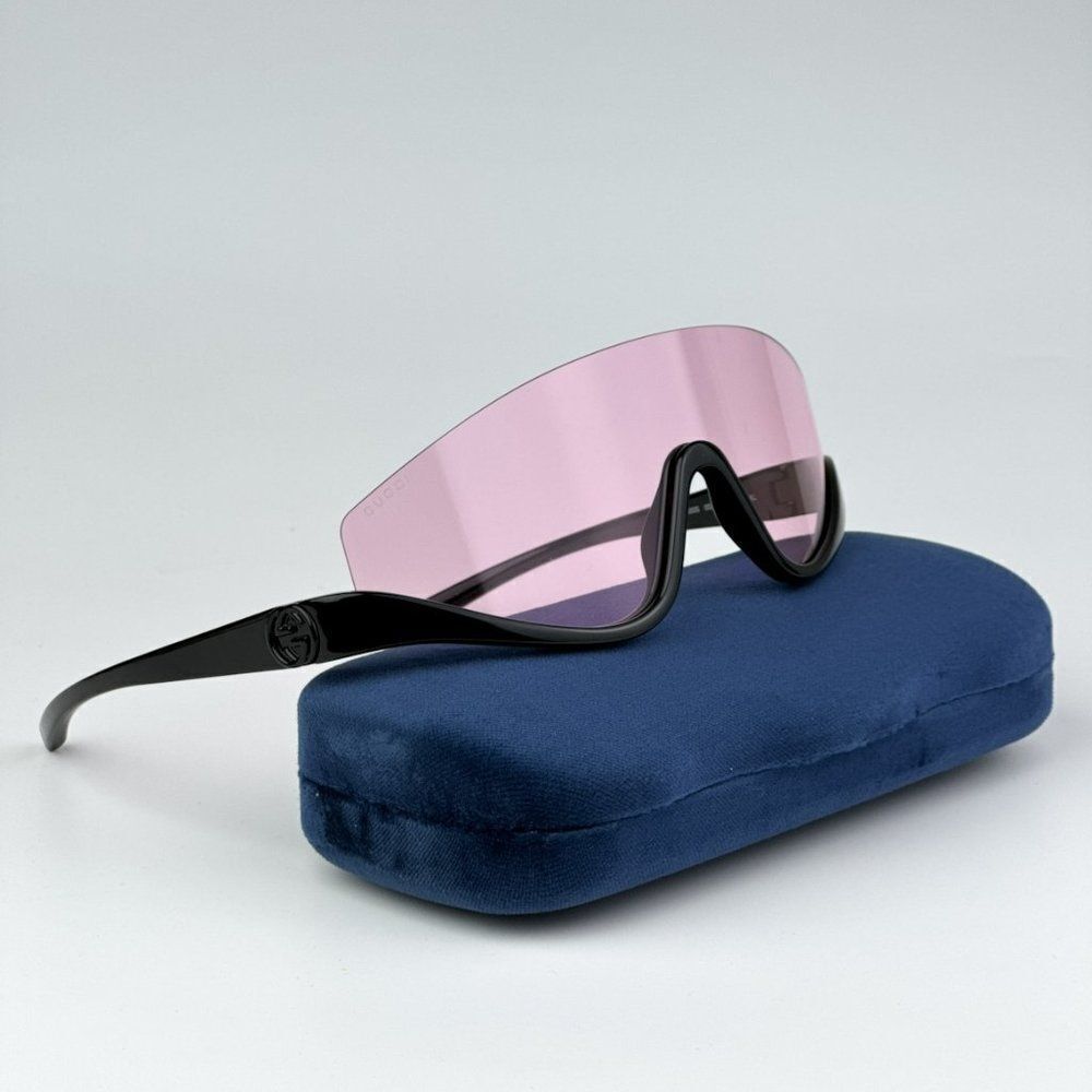 NEW Gucci GG1650S 002 Black Pink Unisex Shield Mask Sunglasses GG 1650S
